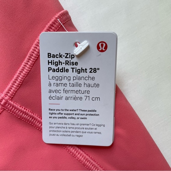 NWT Lululemon Back-Zip High-Rise Paddle Tight Leggings 28" Sz 10 Raspberry Cream - Picture 7 of 8